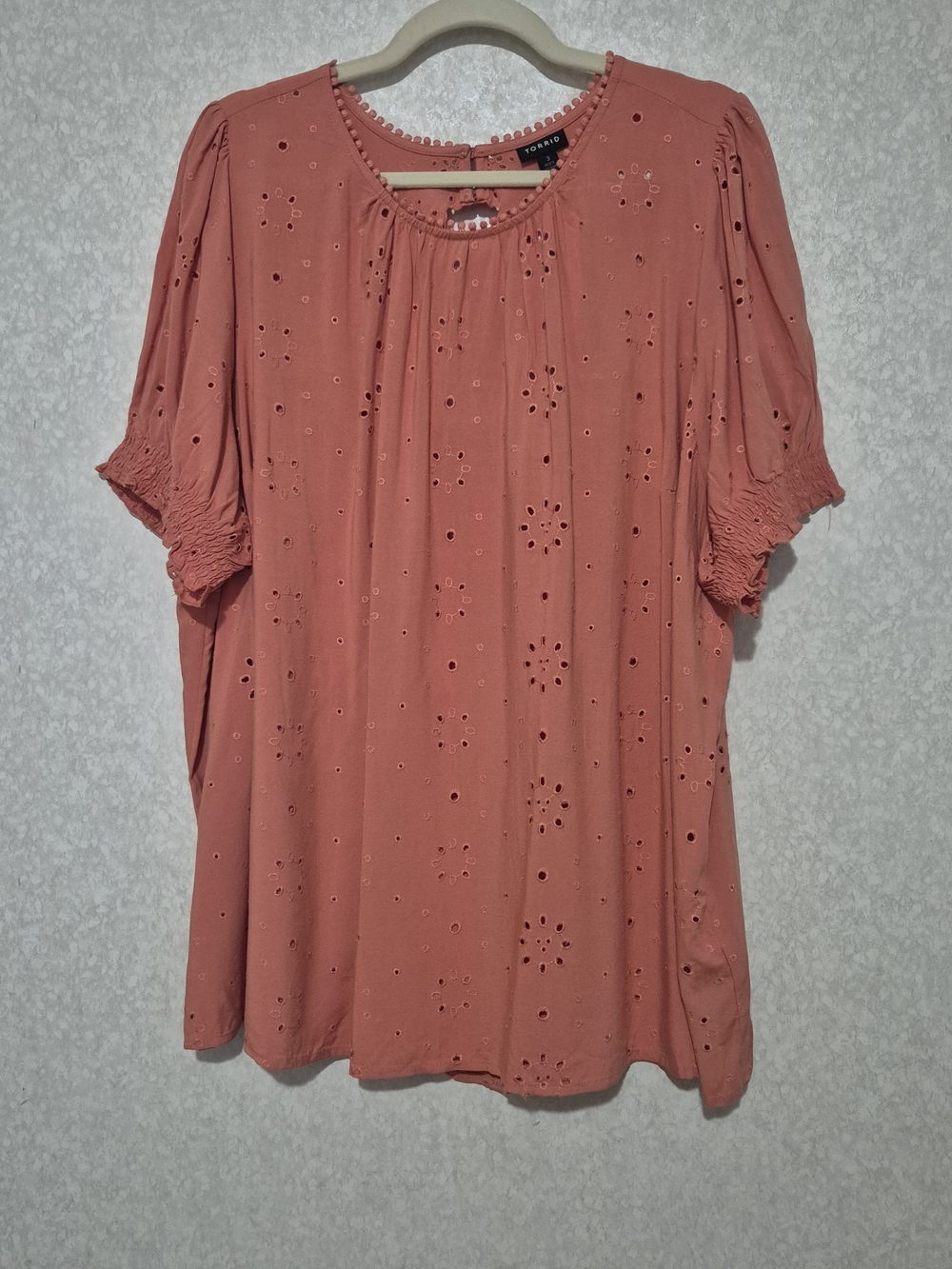 torrid Coral Eyelet Puff Sleeve Tunic
